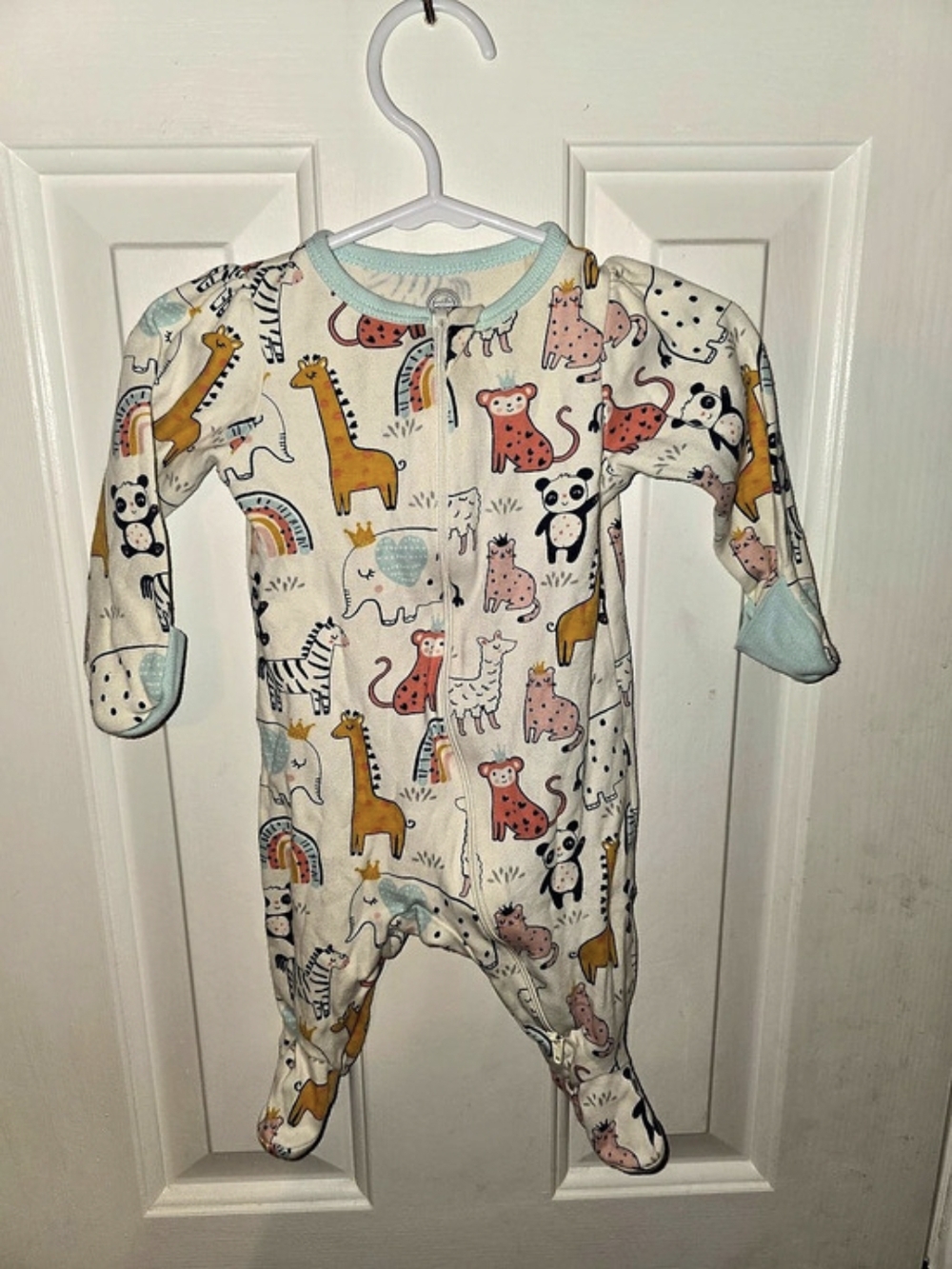 Wonder Nation Zoo Animals Footed Zip Sleeper Baby 0-3M